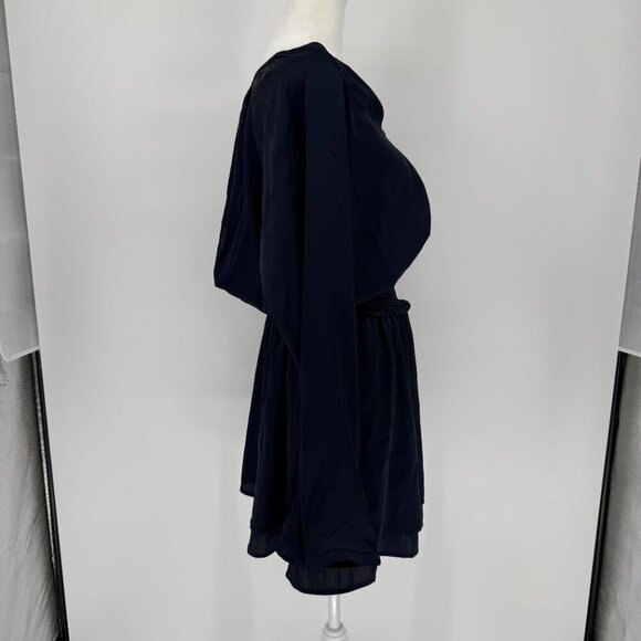Quince Washable Stretch Silk Tiered Mini
Dress Navy Blue Size Medium NWT - Picture 3 of 12